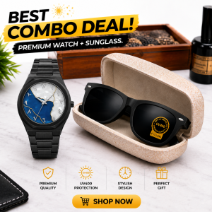 Premium Black Aura Watch & Sunglass Combo