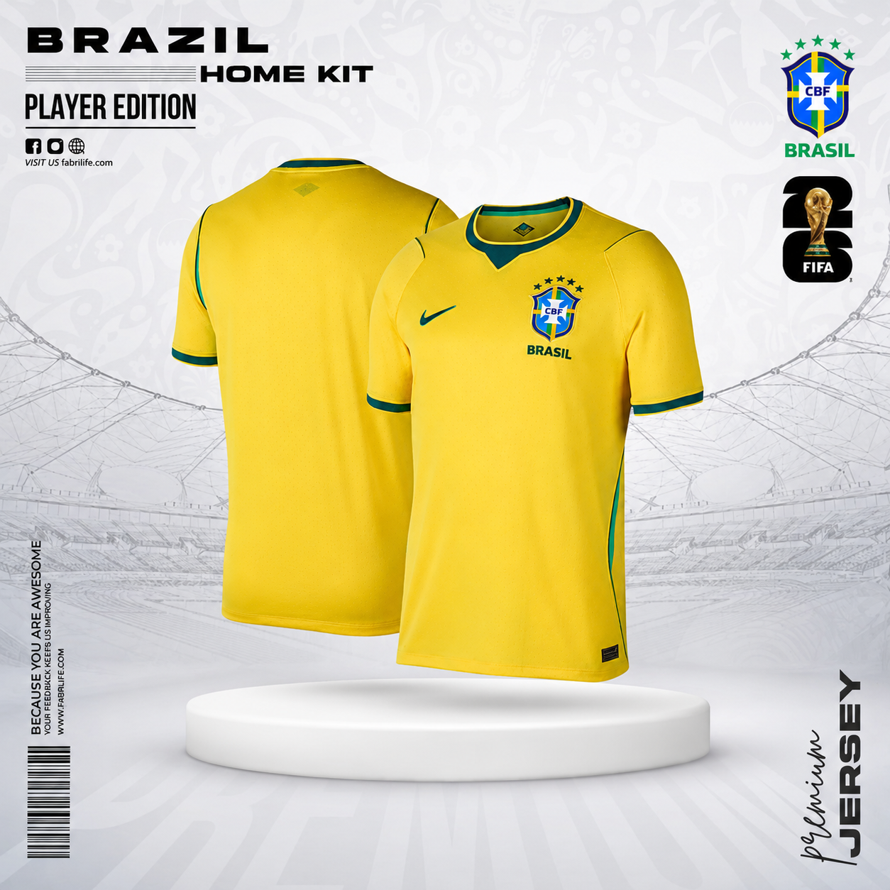 Brazil 2026 World Cup Home Jersey - Player Edition