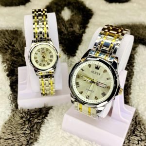 OLEVS 9989 Luxury Water Resistant-white Couple Watch