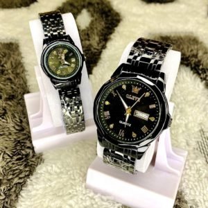 OLEVS 9989 Luxury Water Resistant-Full Black Couple Watch