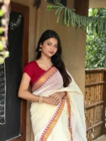 প্রিমিয়াম অফ-হোয়াইট শাড়ি গিফট কম্বো - Image 2