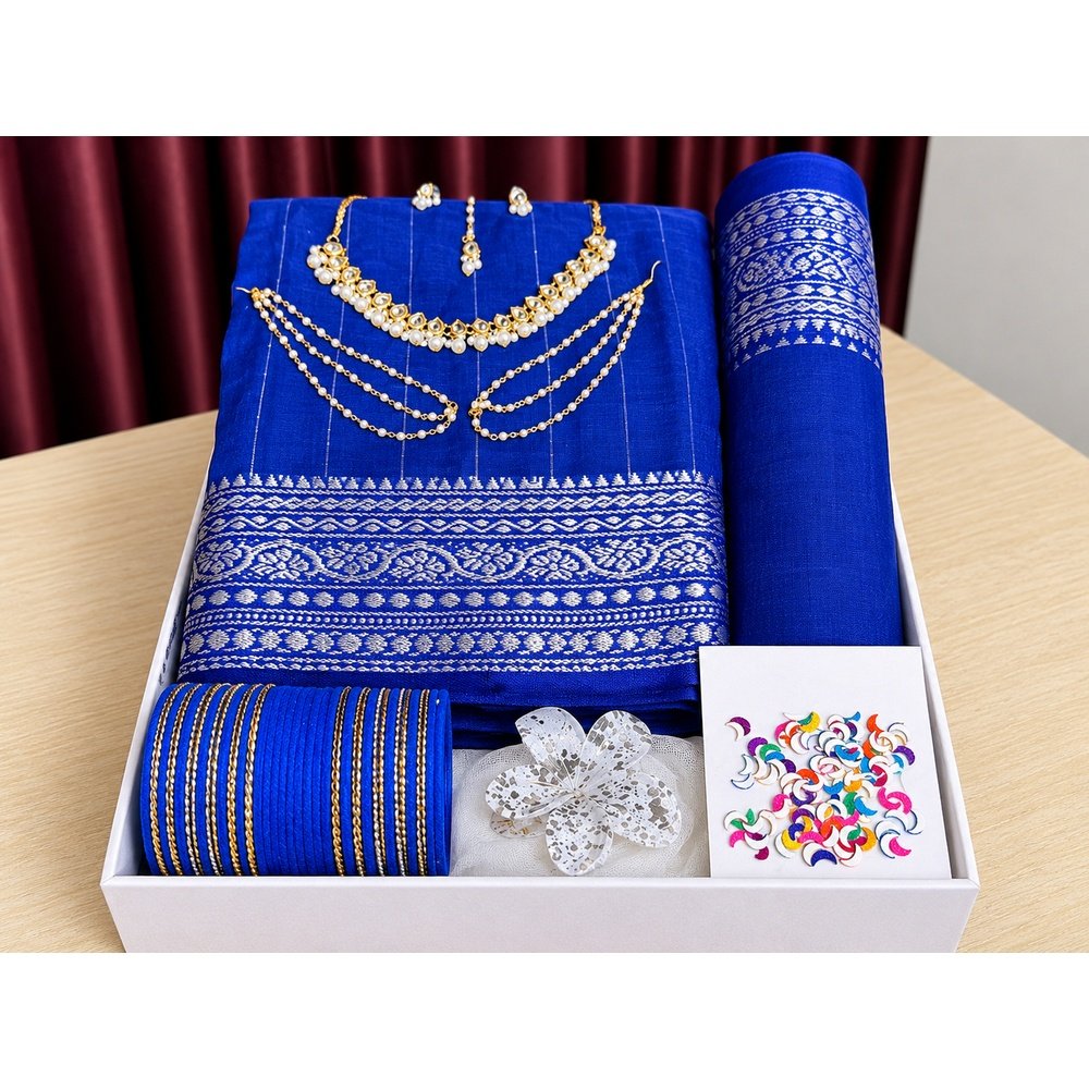 ashnoor_website_product_1000x1000 প্রিমিয়াম নীল শাড়ি গিফট কম্বো - Image 1