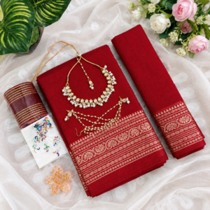 প্রিমিয়াম মেরুন শাড়ি গিফট কম্বো