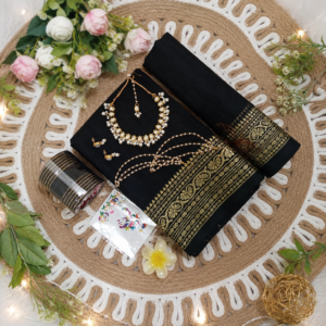 প্রিমিয়াম কালো শাড়ি গিফট কম্বো